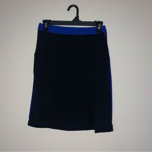 Vintage Forever 21 Black Royal Blue Front Slit Pockets S Short Skirt Y2K